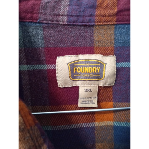 The Foundry Shirt Mens 3XL Plaid Button Up Long Sleeve Pocket Hiking Flannel - Picture 3 of 10